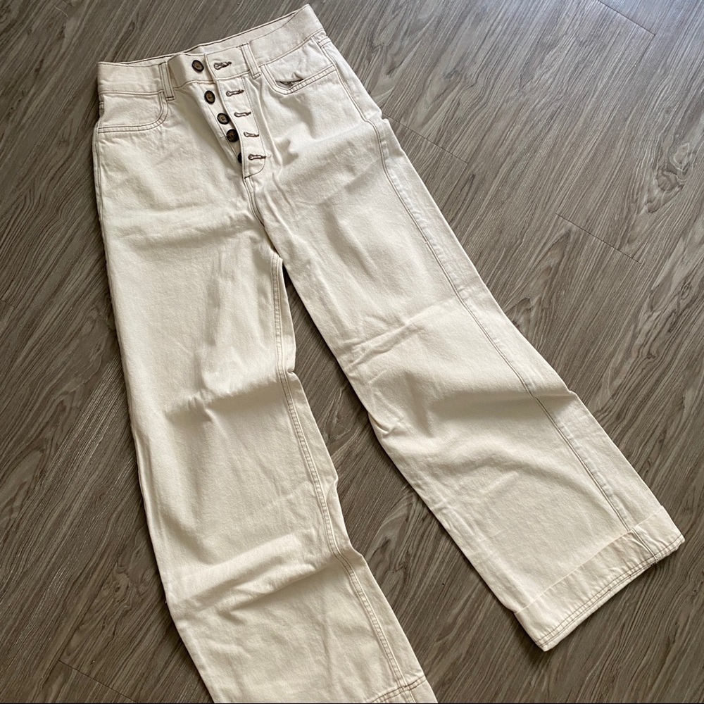 Zara cotton twill white pants